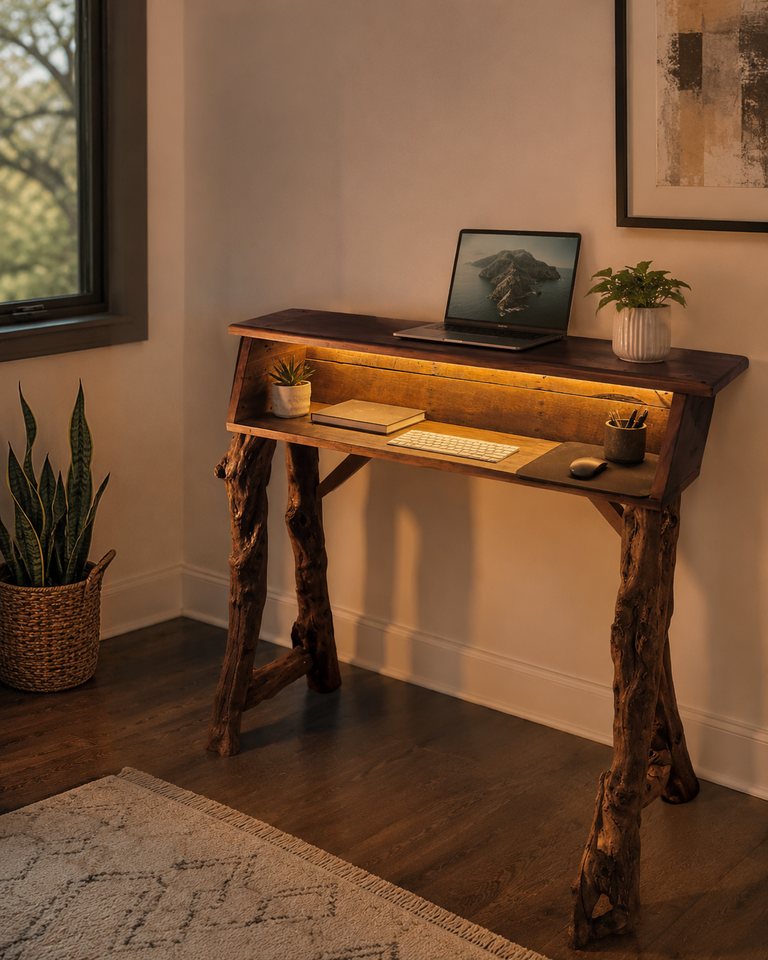 Handcrafted driftwood desk by Dallas Corp of DJC Artistry