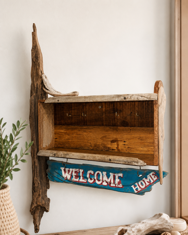 Handcrafted driftwood wall shelf by Dallas Corp of DJC Artistry