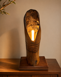 Carved Timber Lamp